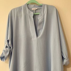 large calvin klein blouse tunic shirt dress light blue looks new!!
